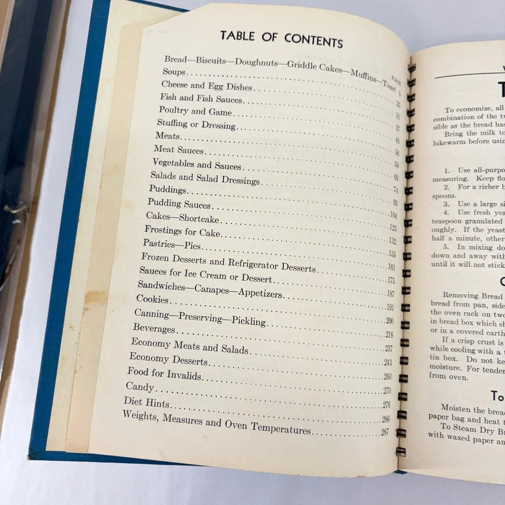 Vintage 1938 Watkins Cook Book J.R. Watkins Co Blue Hardcover Spiral Bound 287pg